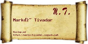 Markó Tivadar névjegykártya